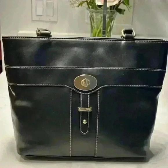 Giana Bernini Black Turnlock Glaze Handbag/Purse/Satchel/Shoulder Bag NWT! - Picture 3 of 9